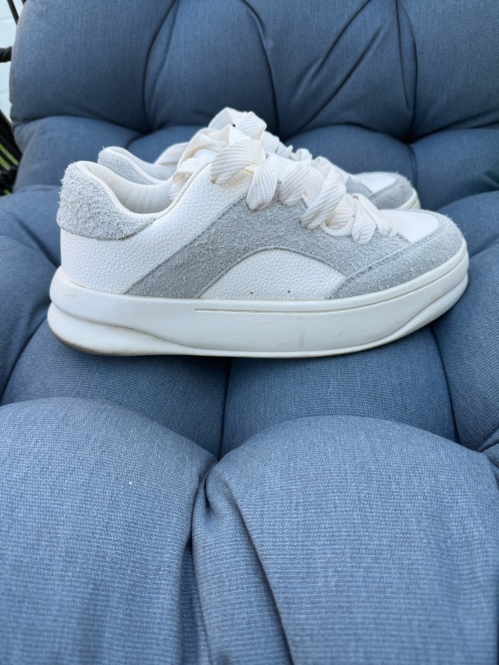 Men’s White and Light Gray Casual Sneakers - Comfortable Everyday Shoes